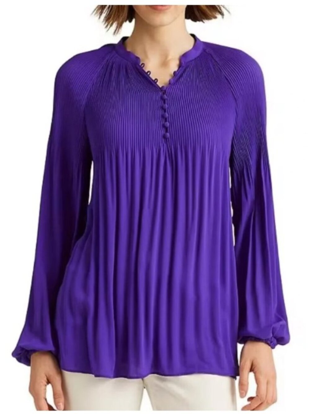 Lauren Ralph Laura Pleated Georgette Blouse